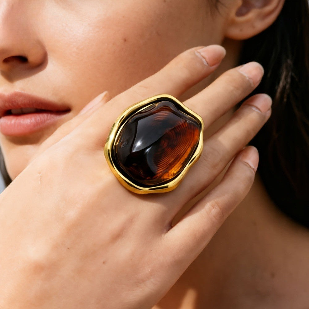 18k Vintage Irregular Resin Open Ring