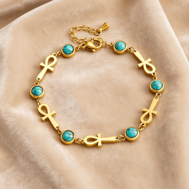 Vintage Ankh Faux Stone Bracelet
