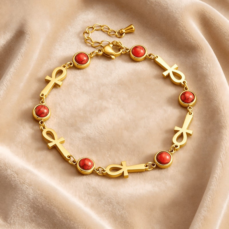 Vintage Ankh Faux Stone Bracelet