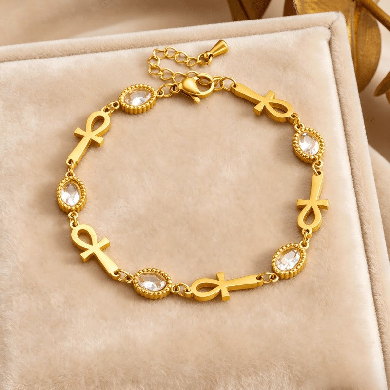 Vintage Ankh Faux Stone Bracelet