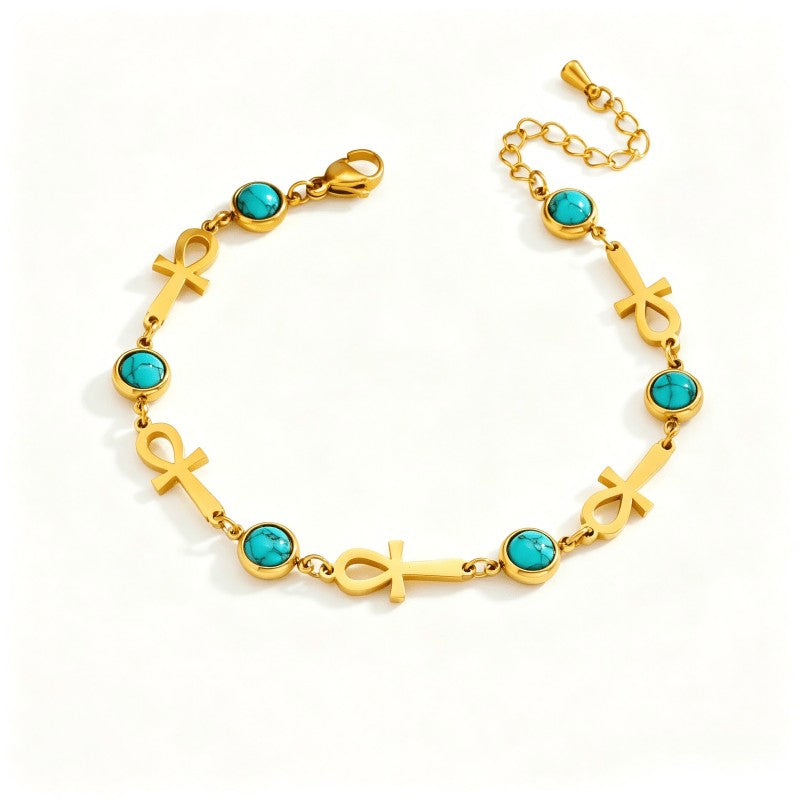 Vintage Ankh Faux Stone Bracelet