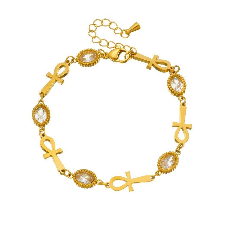 Vintage Ankh Faux Stone Bracelet