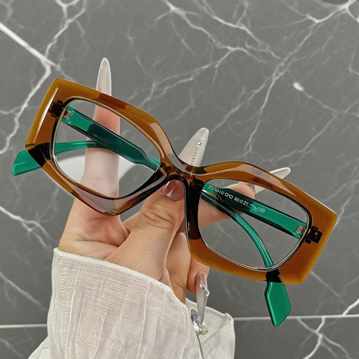 Chic Translucent Blue Square Reading Glasses
