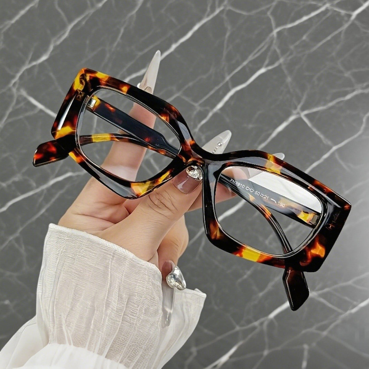Chic Translucent Blue Square Reading Glasses