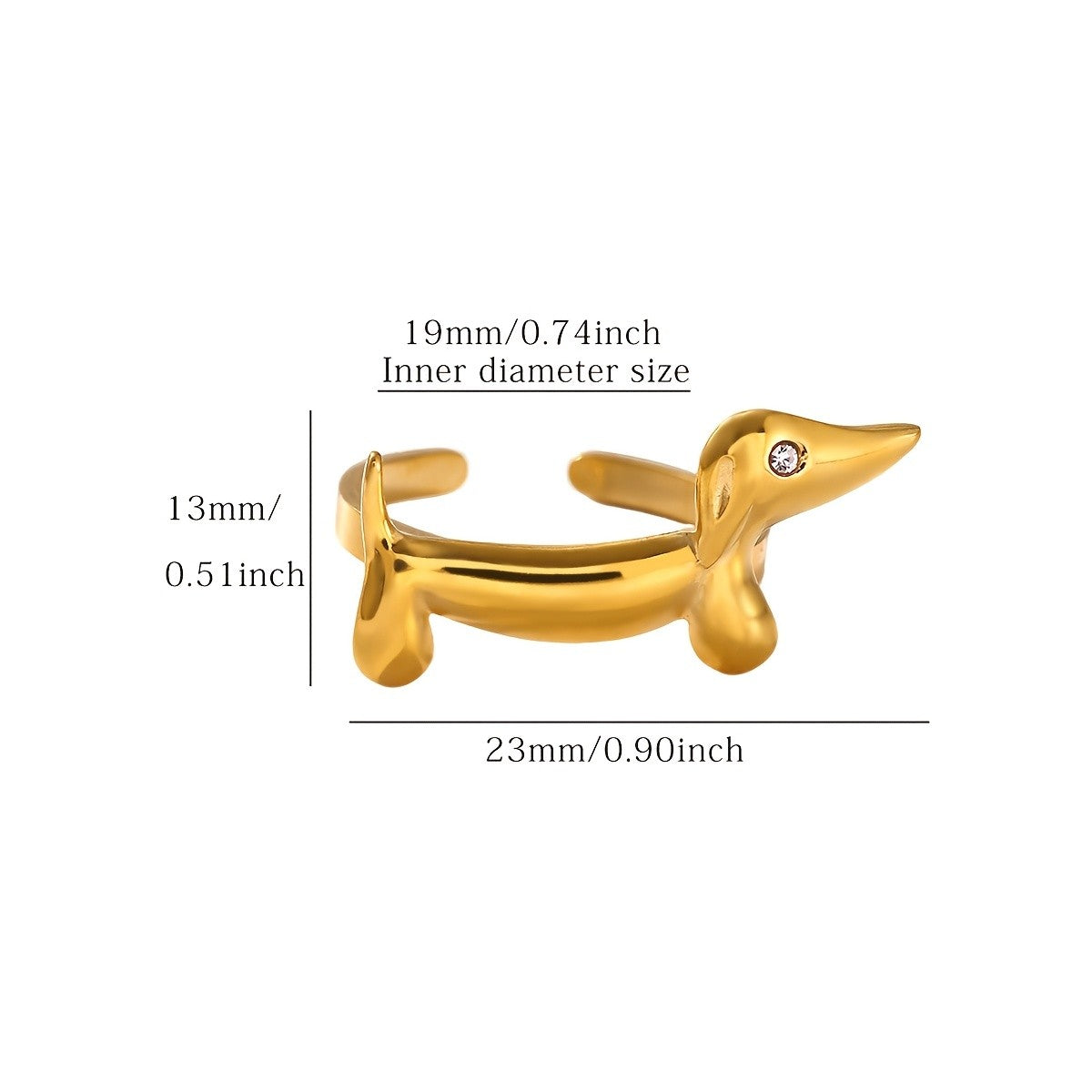 18k Classy Dachshund Ring
