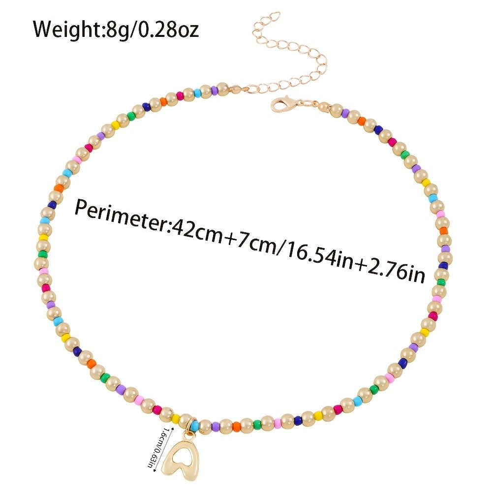 Dainty Rainbow Bead Alphabet Necklace