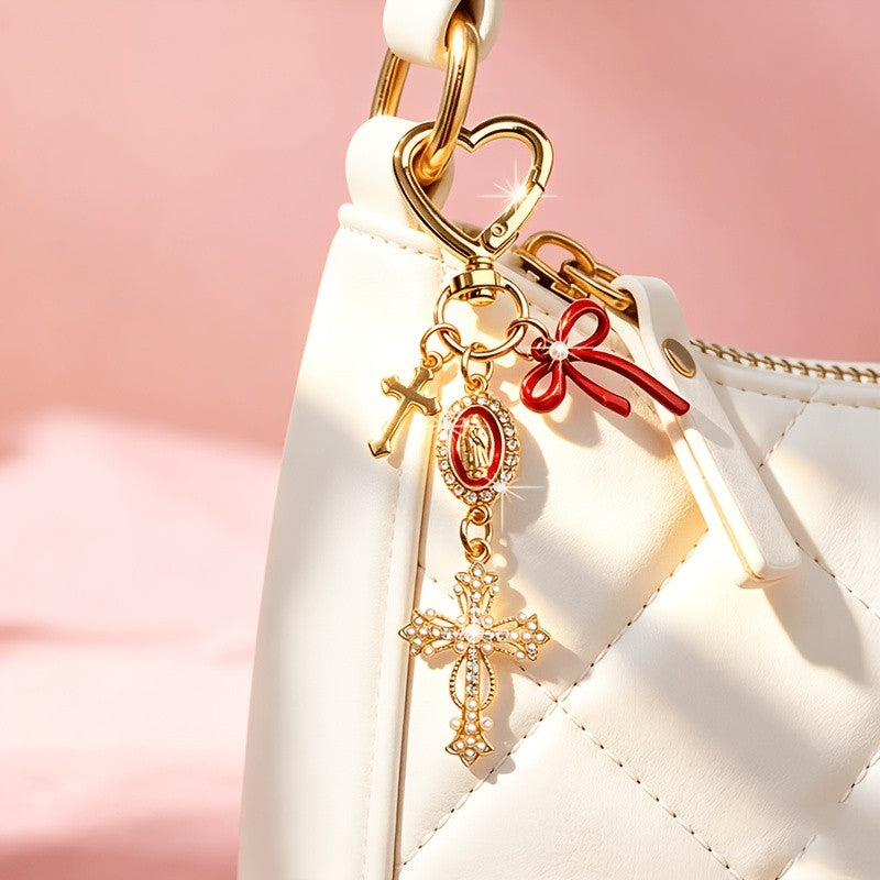 Romantic Pearl Cross Bag Charm