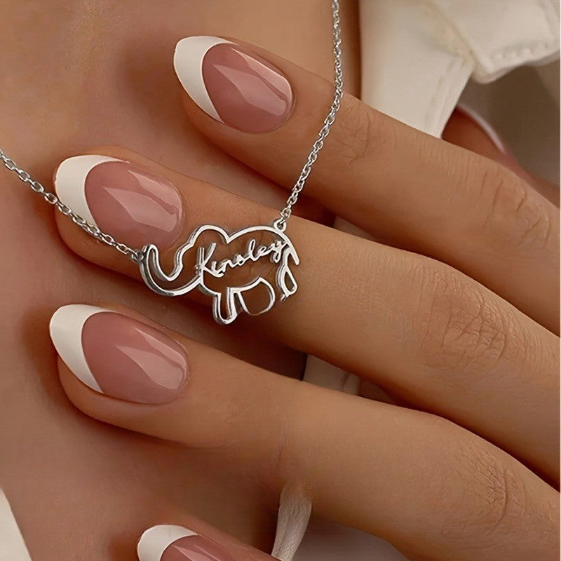 18k Dainty Custom Name Elephant Necklace