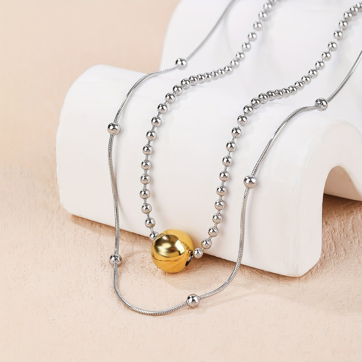 Elegant Two-Tone Sphere Bead Necklace
