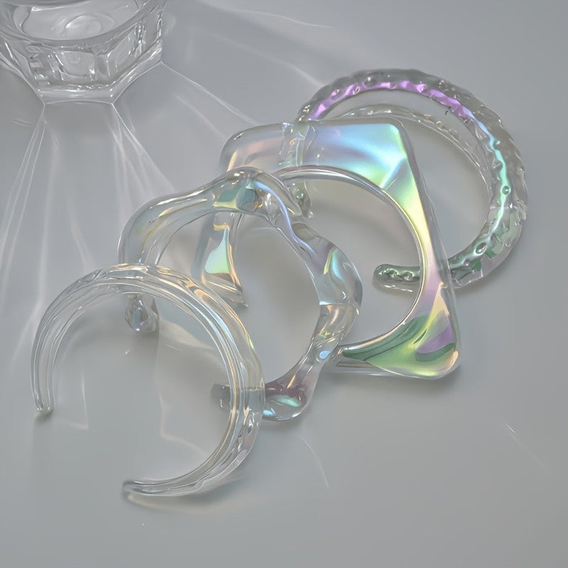4pc Elegant Iridescent Acrylic Bracelet Set