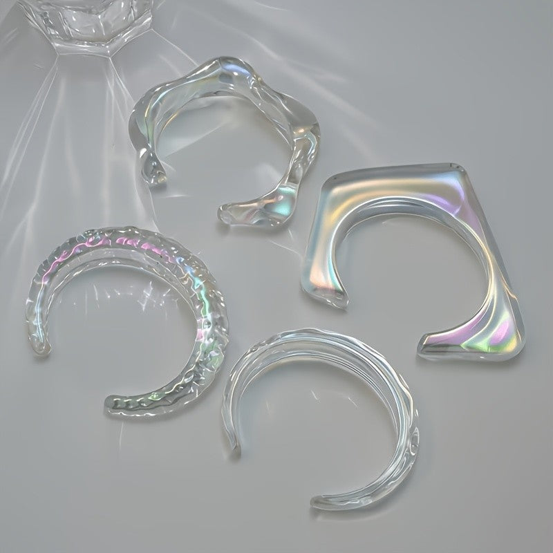 4pc Elegant Iridescent Acrylic Bracelet Set