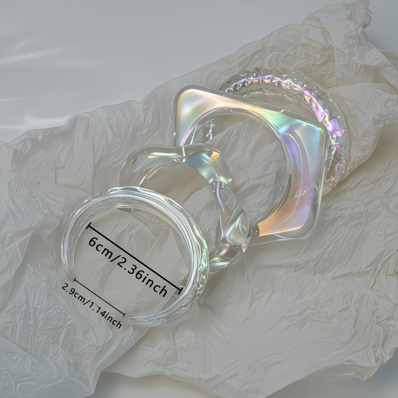 4pc Elegant Iridescent Acrylic Bracelet Set