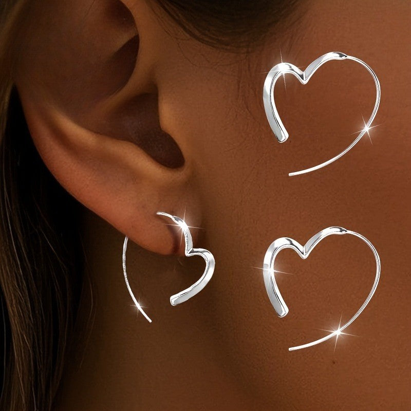 Dainty Open Heart Earrings