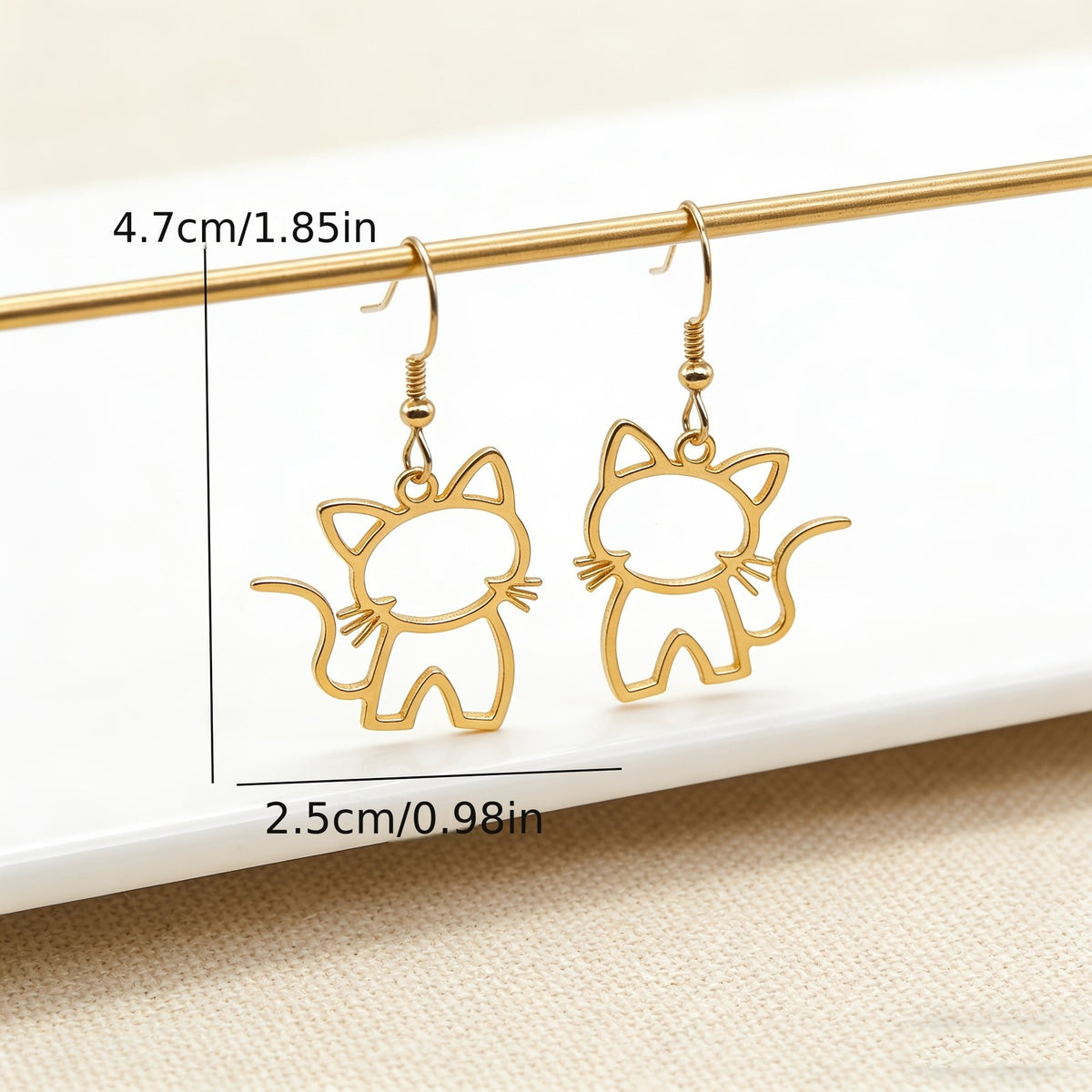 Dainty Hollow Cat Outline Earrings