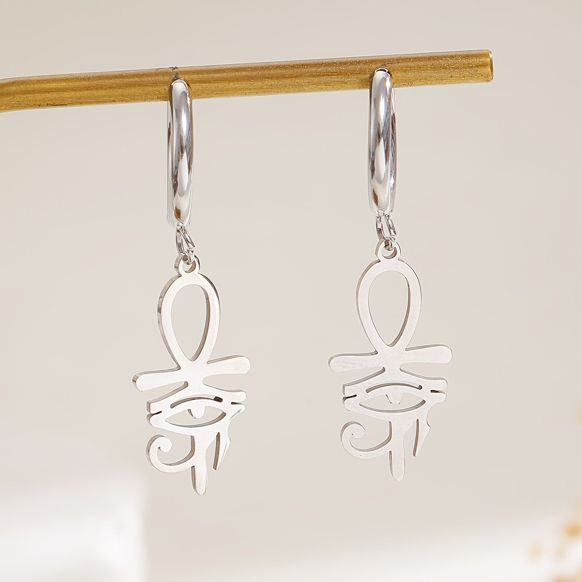 14k Boho Egyptian Ankh Drop Earrings