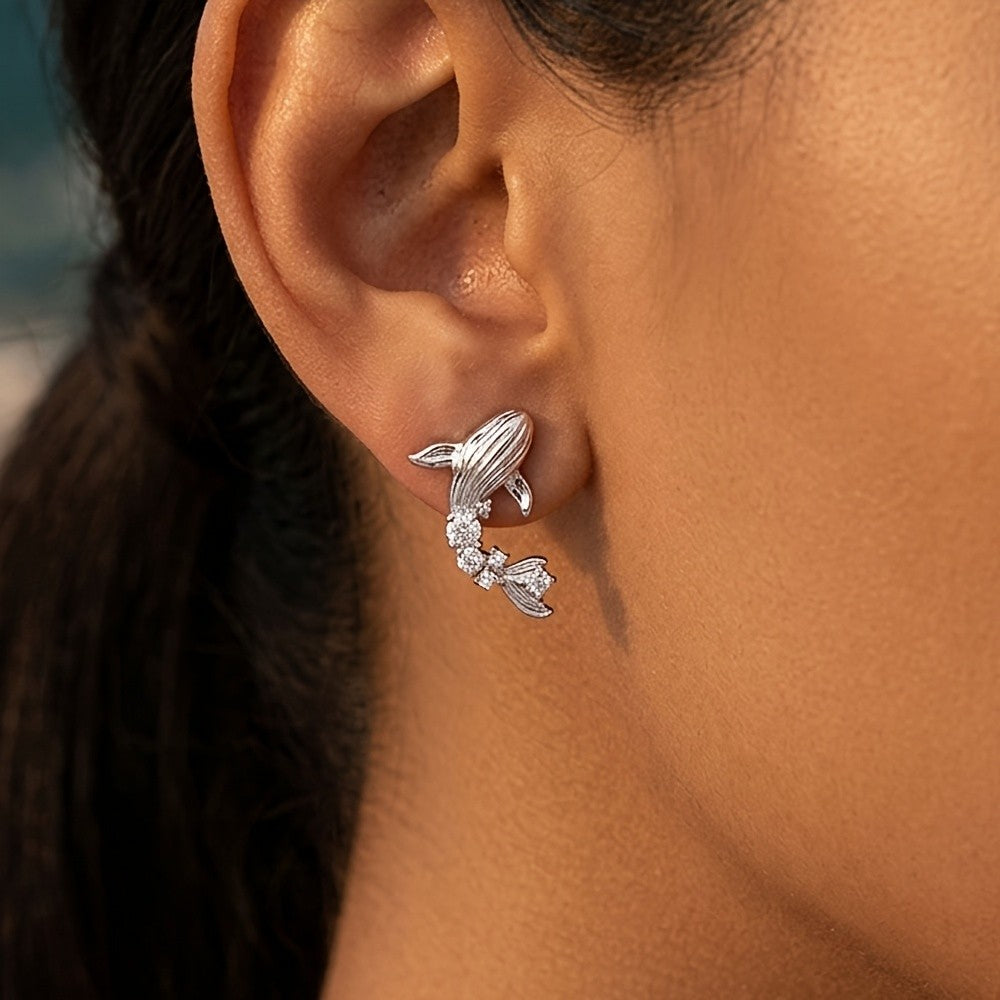 Dainty Whale Stud Earrings