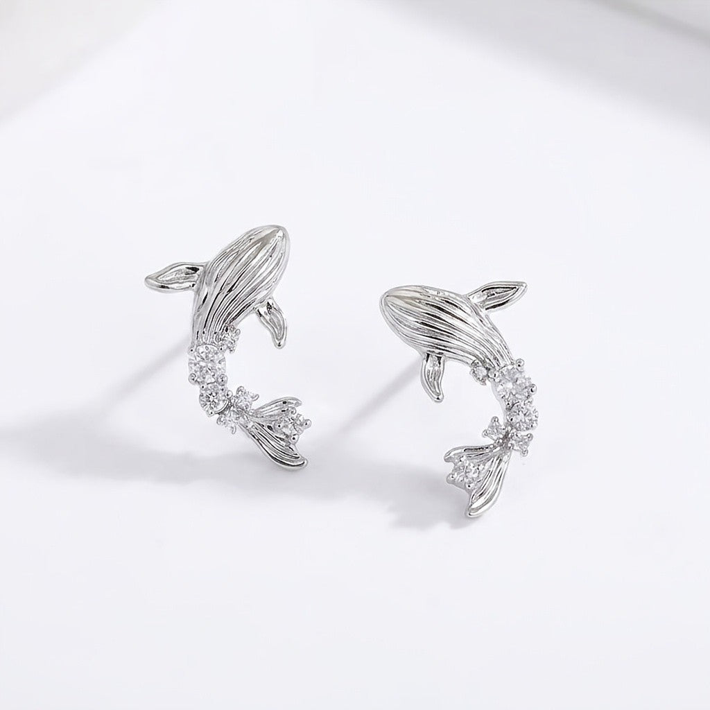 Dainty Whale Stud Earrings