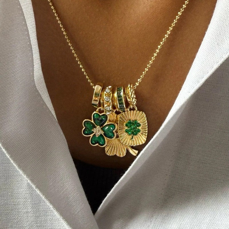 Elegant Green Clover Charm Necklace