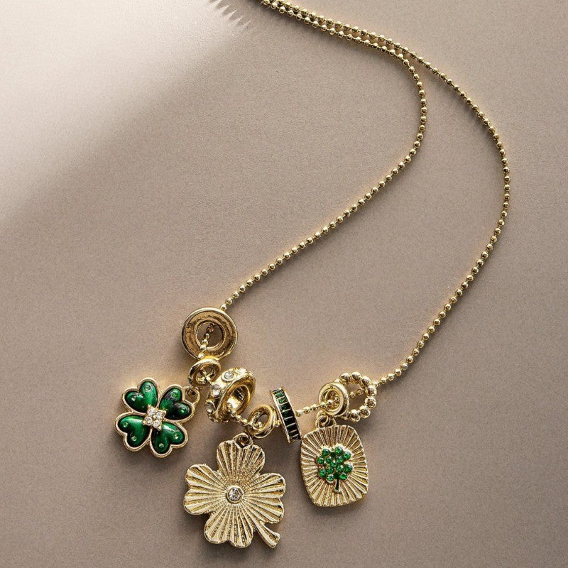 Elegant Green Clover Charm Necklace
