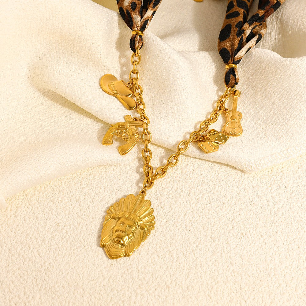18k Boho Leopard Charm Necklace