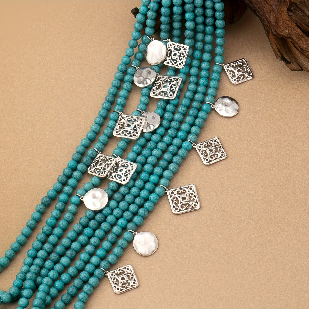 Boho Layered Turquoise Bead Necklace