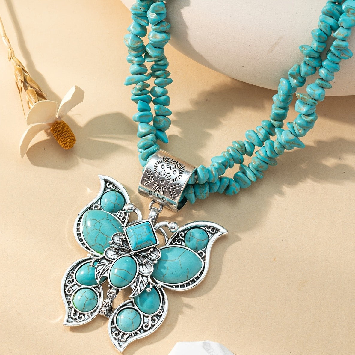 Boho Turquoise Butterfly Statement Necklace