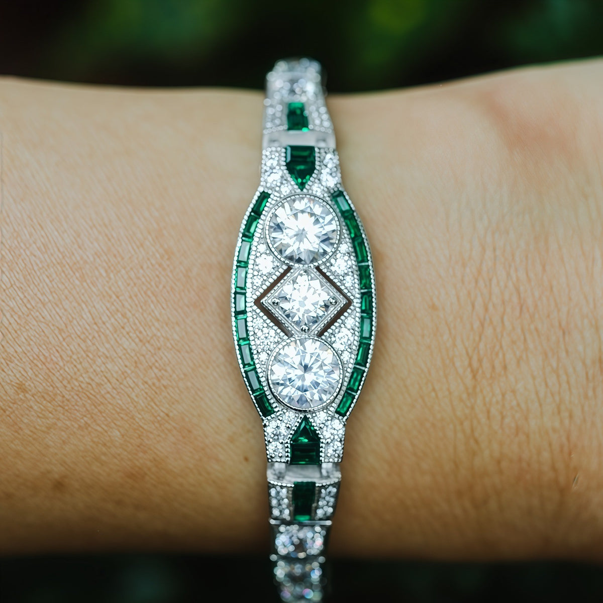 18k Elegant Geometric Blue Zircon Bracelet