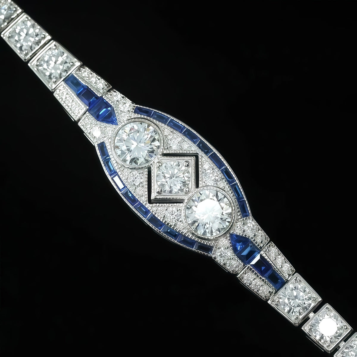 18k Elegant Geometric Blue Zircon Bracelet