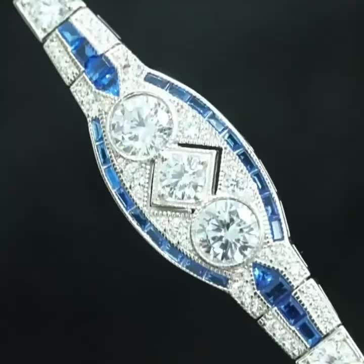 18k Elegant Geometric Blue Zircon Bracelet