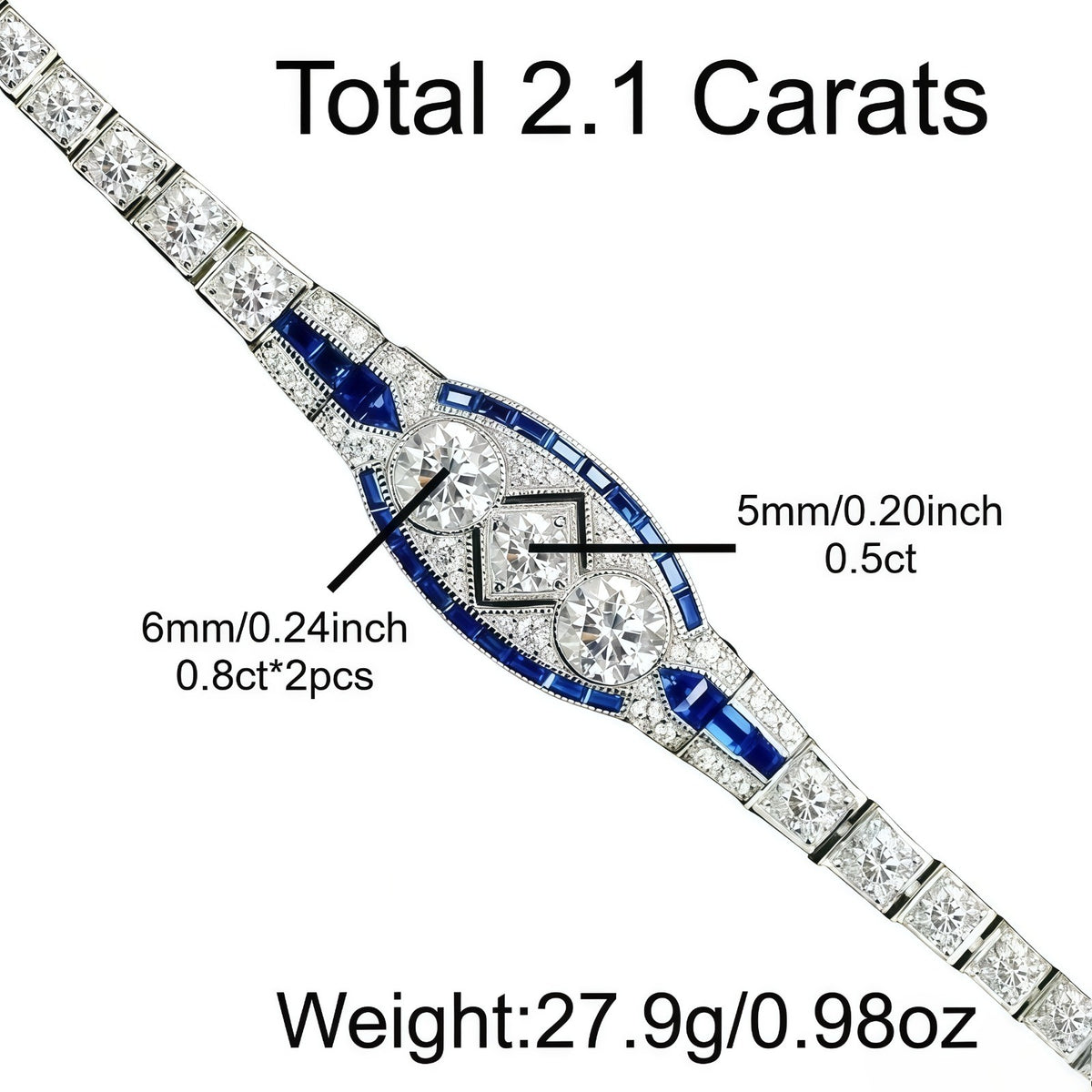18k Elegant Geometric Blue Zircon Bracelet