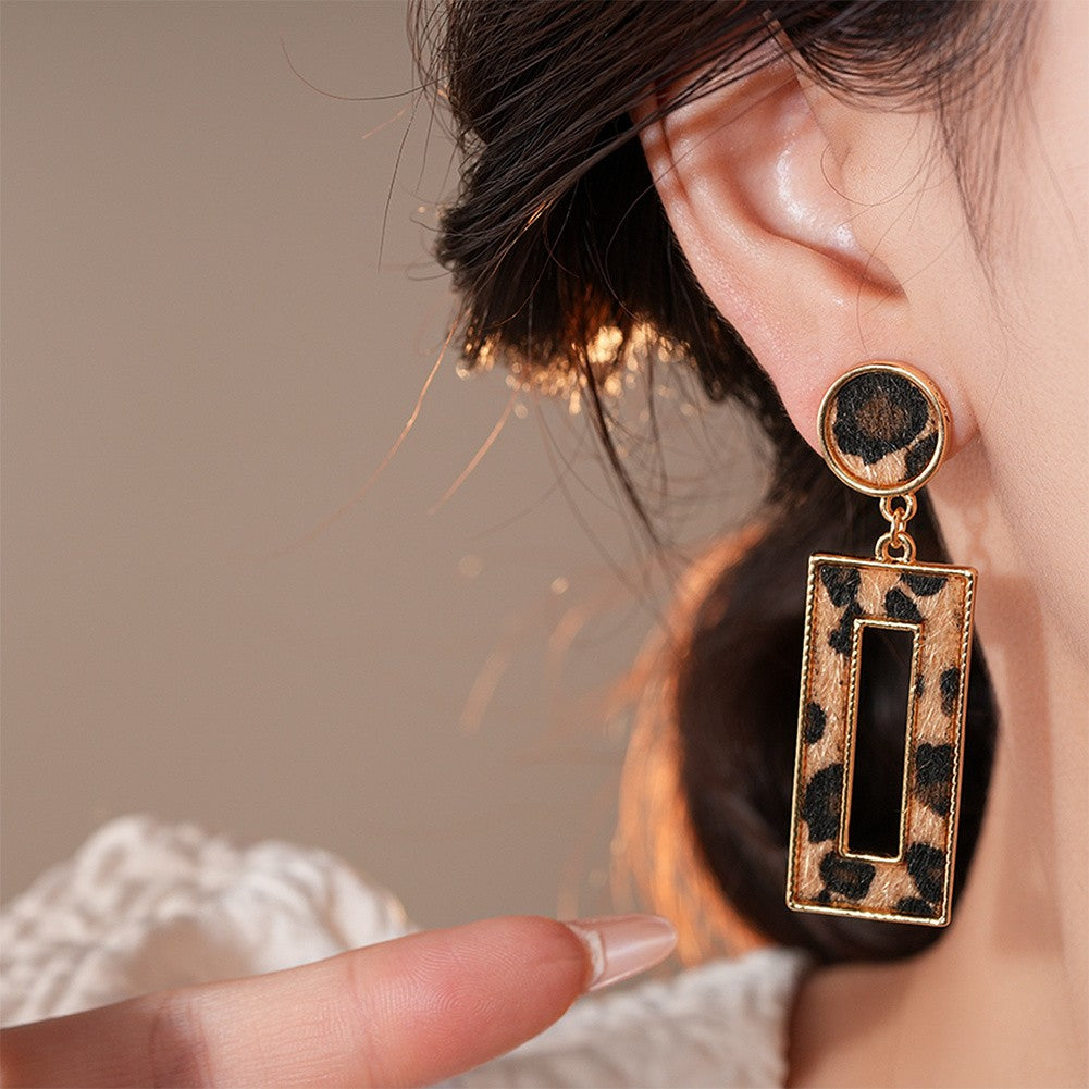 Classy Leopard Print Geometric Earrings