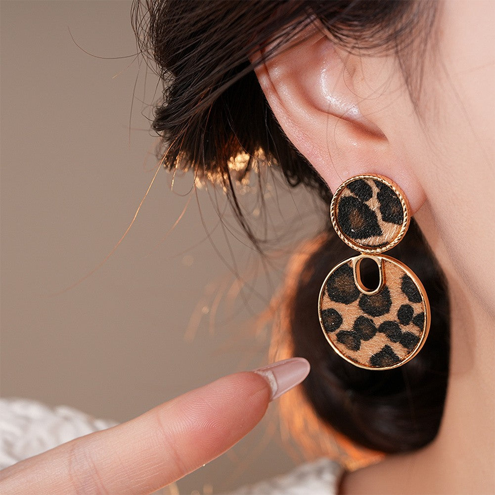 Classy Leopard Print Geometric Earrings