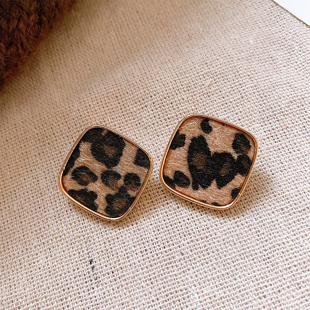 Classy Leopard Print Geometric Earrings