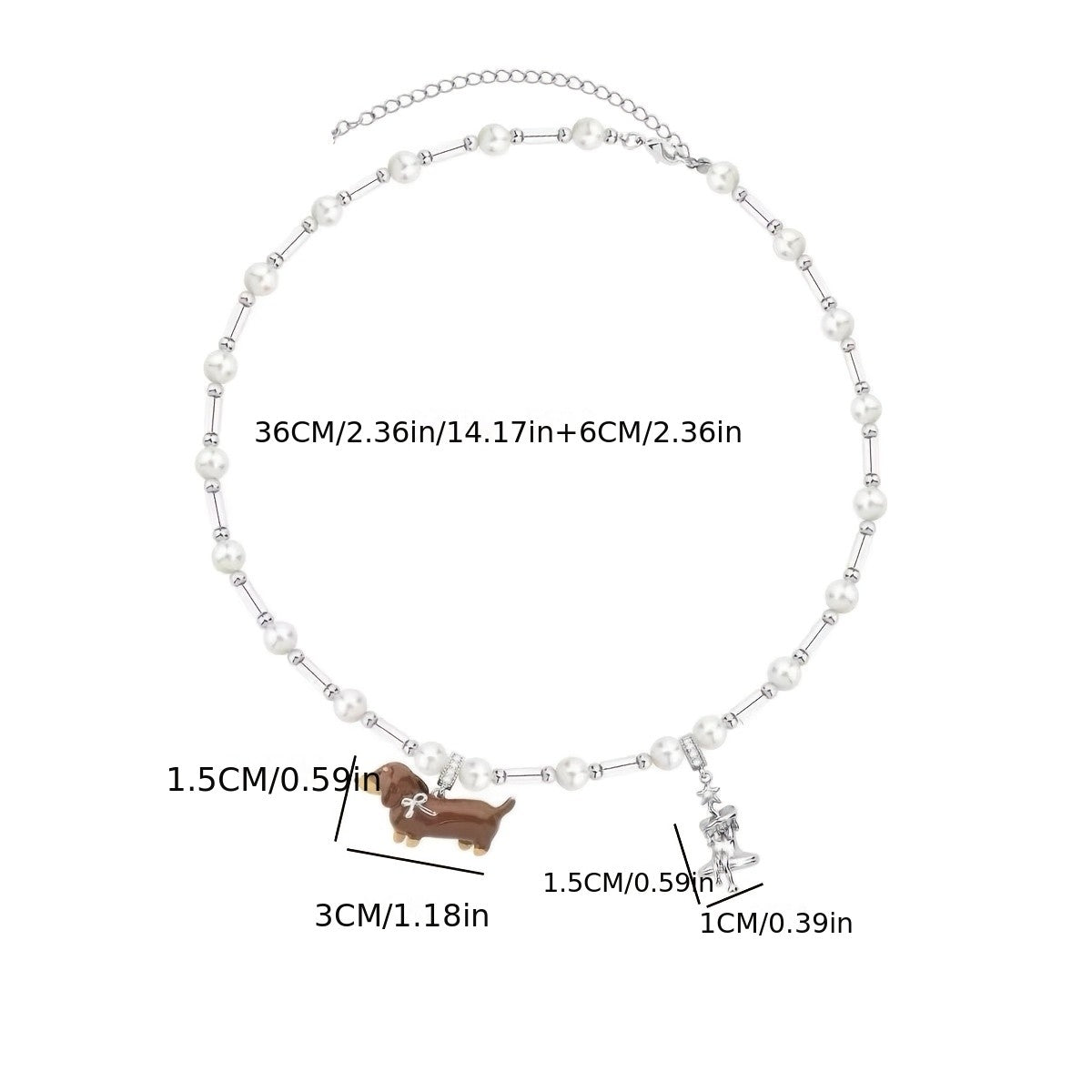 Dainty Dachshund Pearl Necklace