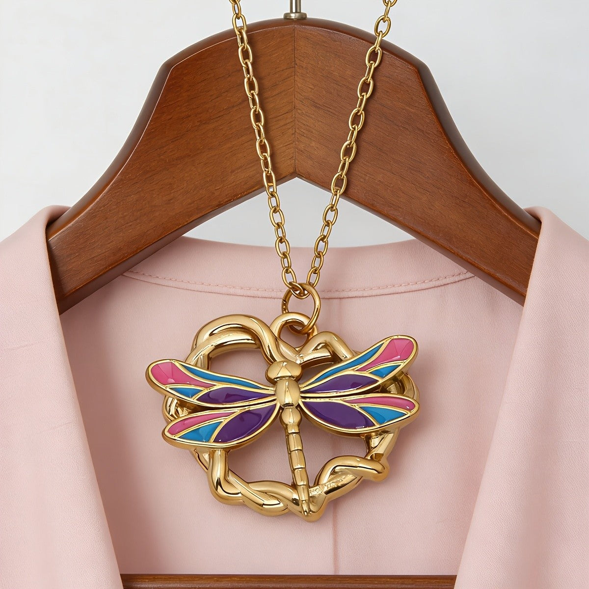 18k Boho Enamel Dragonfly Necklace