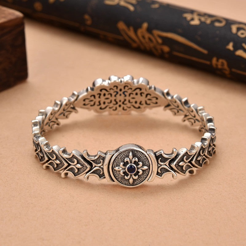 S925 Vintage Inspired Black Stone Bracelet