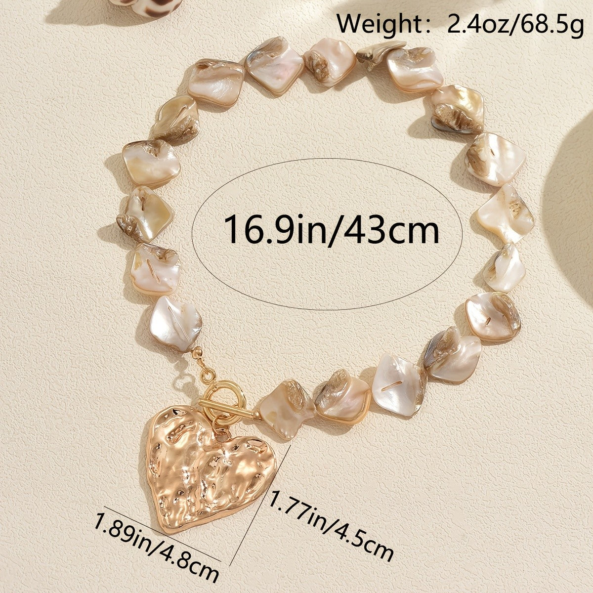 Boho Textured Heart Shell Necklace