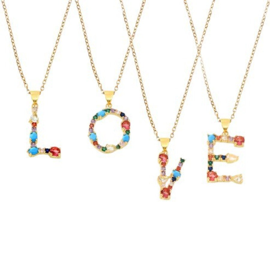 Colorful Initial Letter Necklace