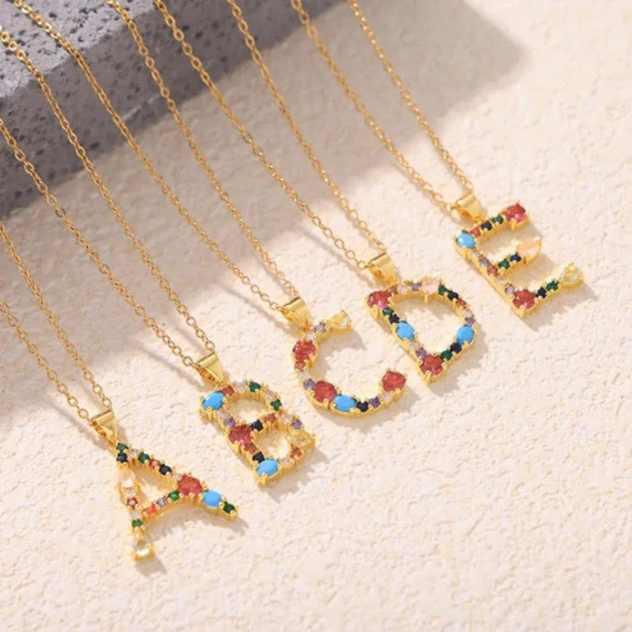 Colorful Initial Letter Necklace
