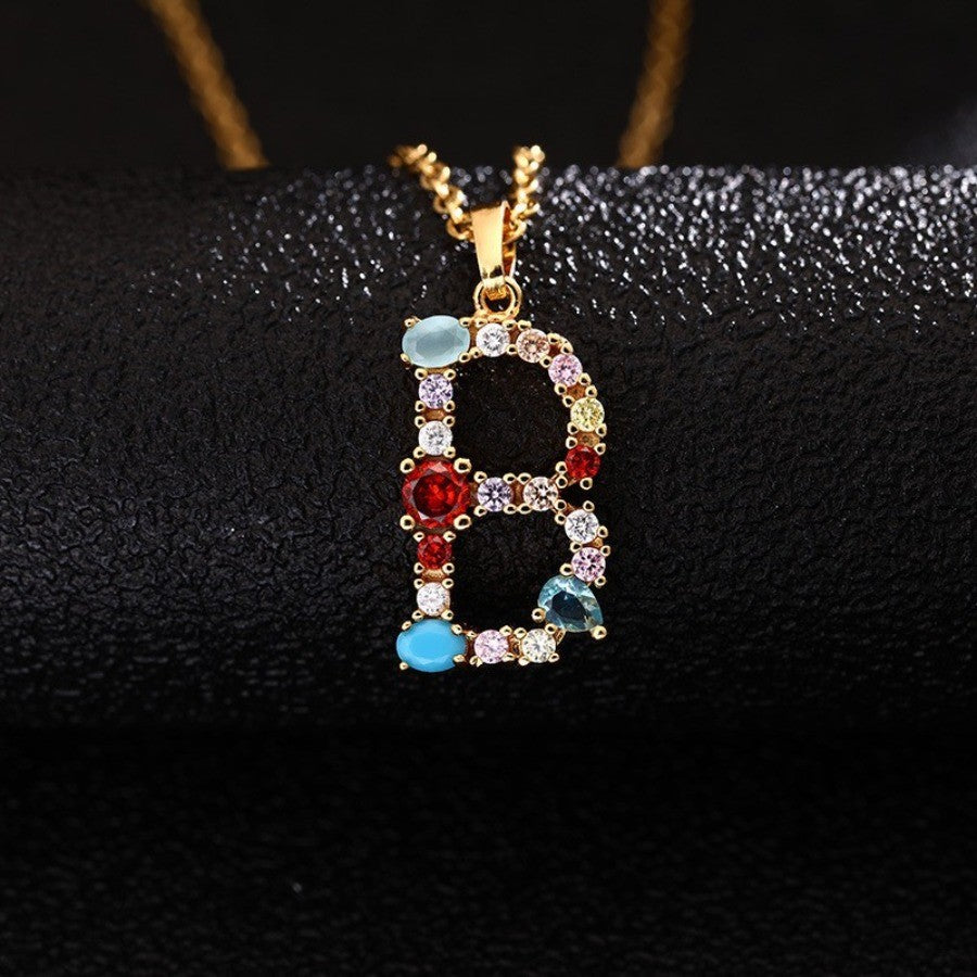 Colorful Initial Letter Necklace