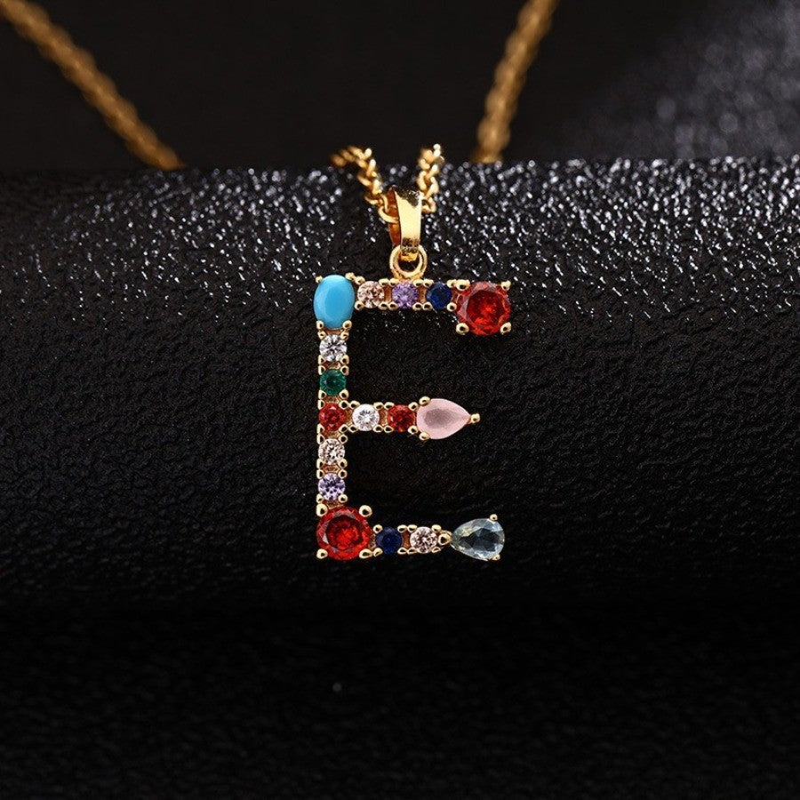 Colorful Initial Letter Necklace