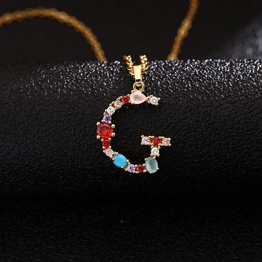 Colorful Initial Letter Necklace