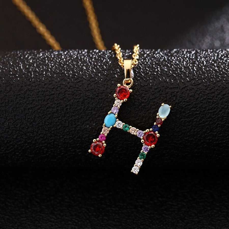 Colorful Initial Letter Necklace