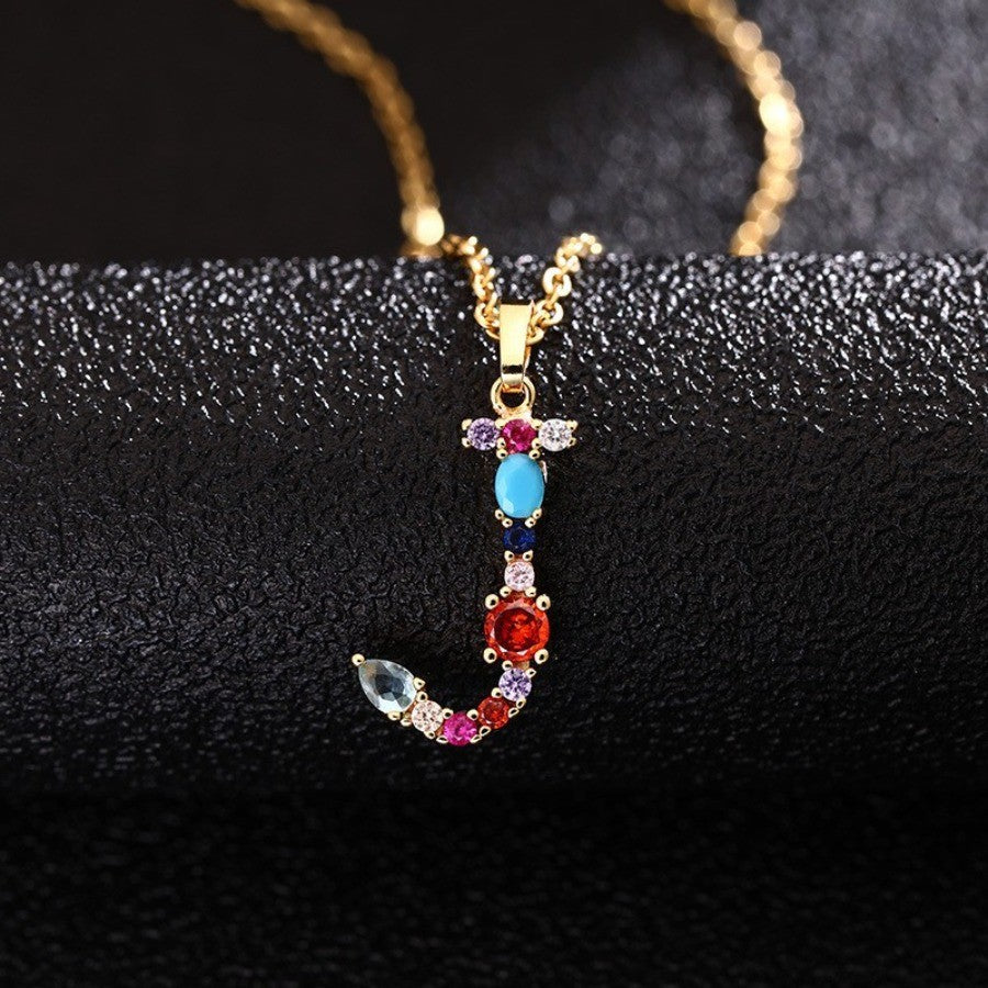 Colorful Initial Letter Necklace