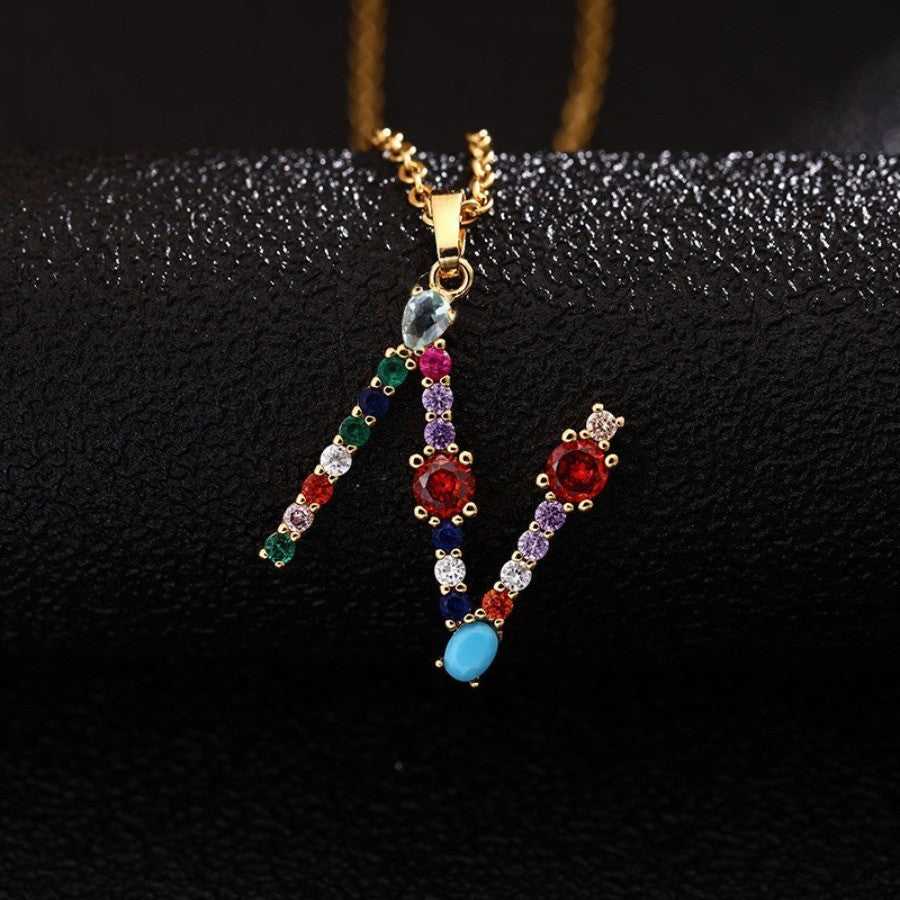 Colorful Initial Letter Necklace