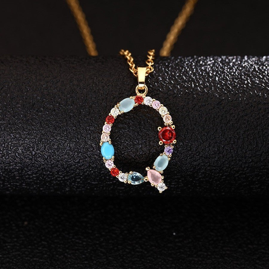 Colorful Initial Letter Necklace