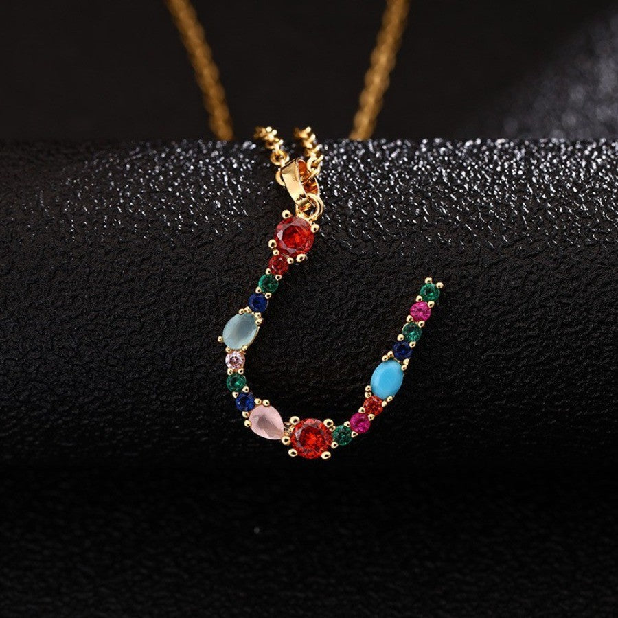 Colorful Initial Letter Necklace