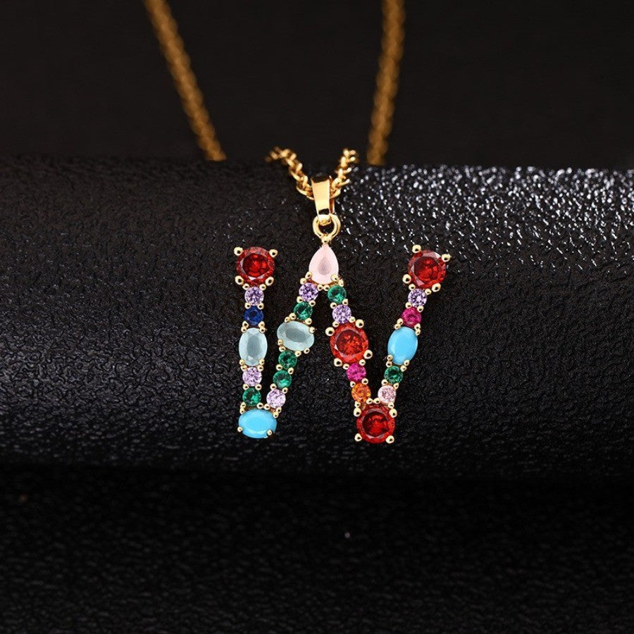 Colorful Initial Letter Necklace