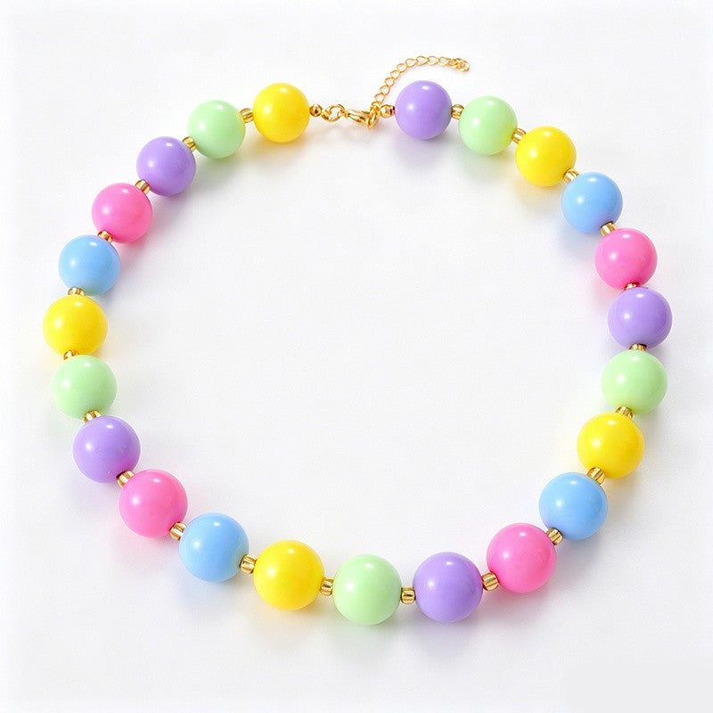 18k Boho Multicolor Resin Bead Necklace