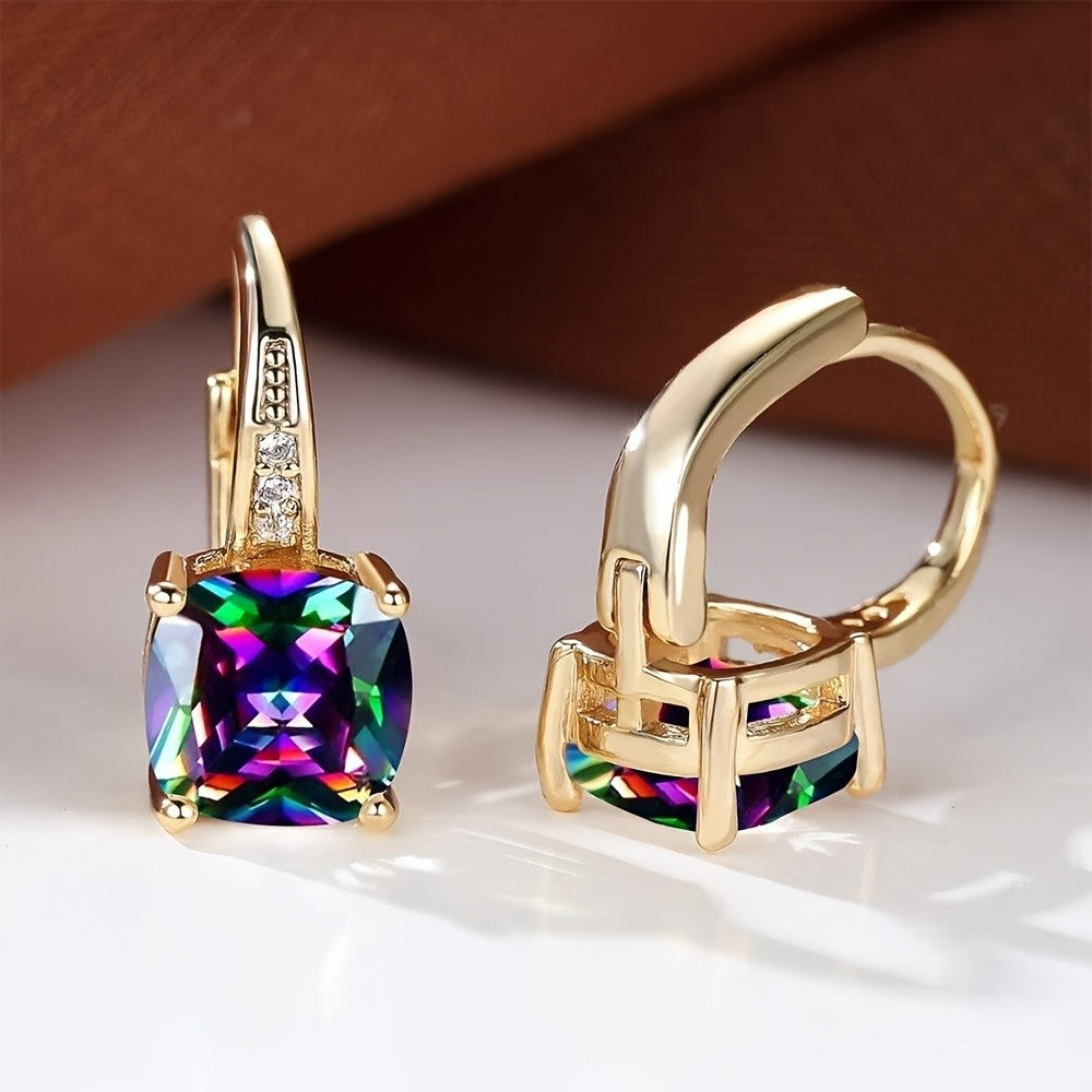 Classy Square Mystic Stone Earring